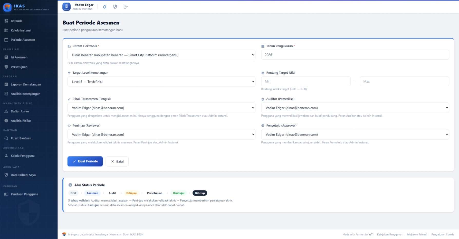 Formulir Buat Periode Asesmen
