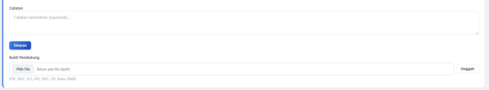 Kolom Catatan pada Form Kontrol