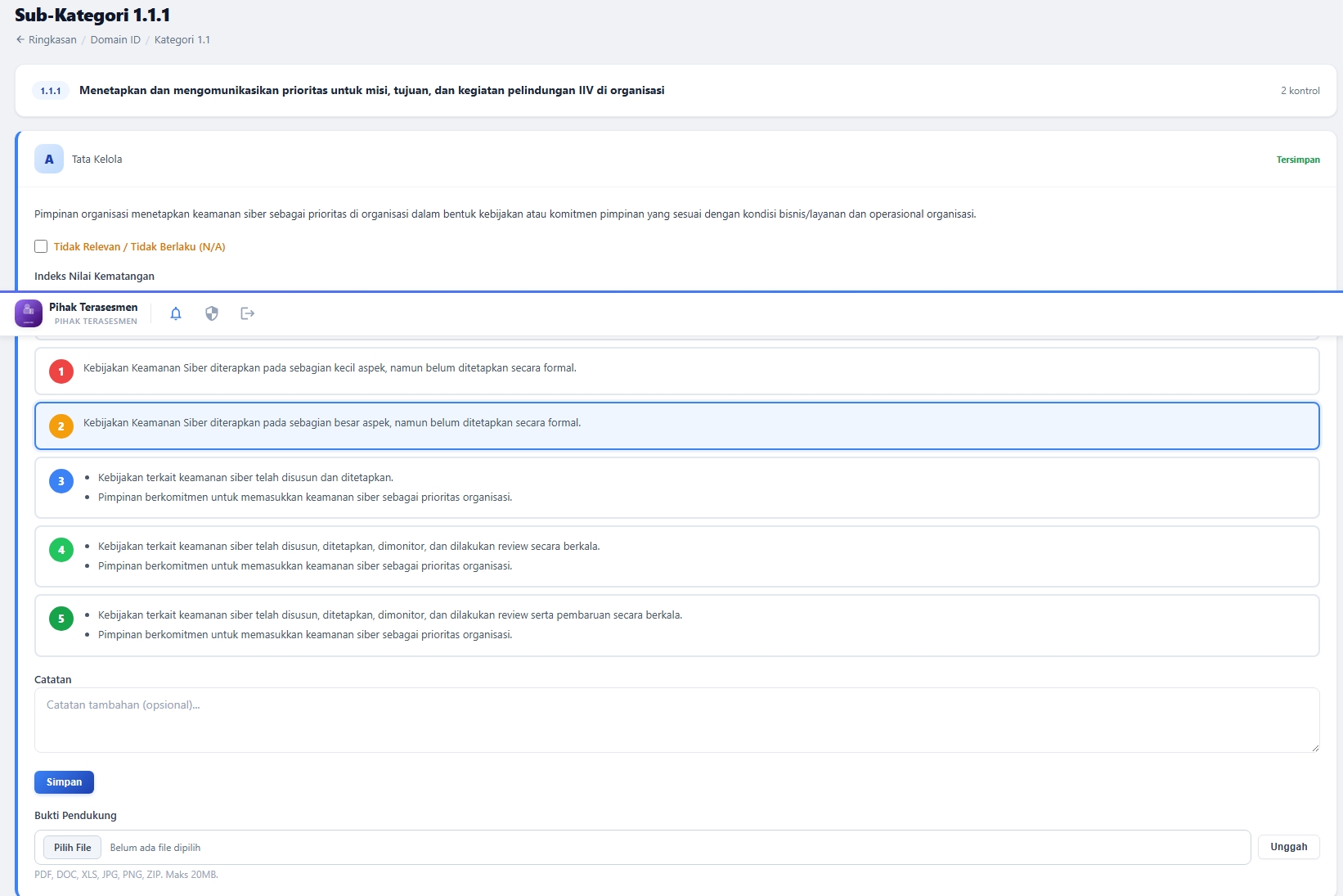 Area Unggah Bukti Pendukung
